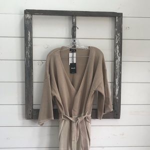 Boutique Khaki and tan wrap sweater